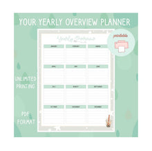 Load image into Gallery viewer, Yearly Overview Planner Printable