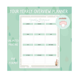 Yearly Overview Planner Printable