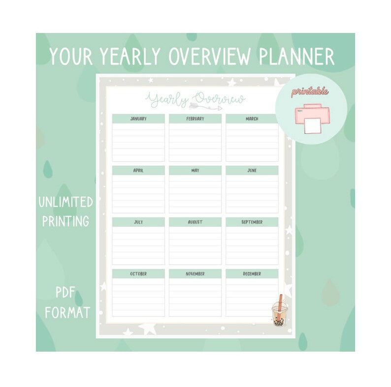 Yearly Overview Planner Printable