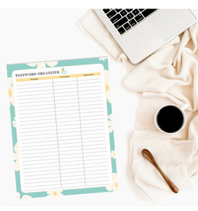 Password Organizer Planner: Printable