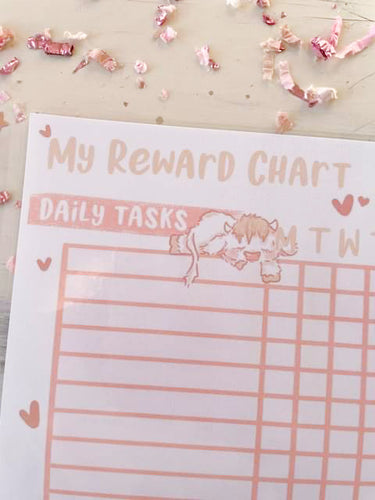 White Cow Reward Chart  Laminated Physical Print