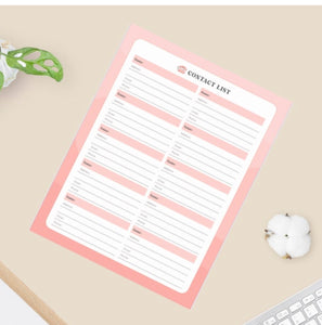 Contact List Planner: Printable