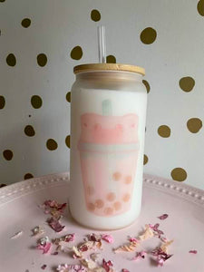 Pig Bubble Tea Glass