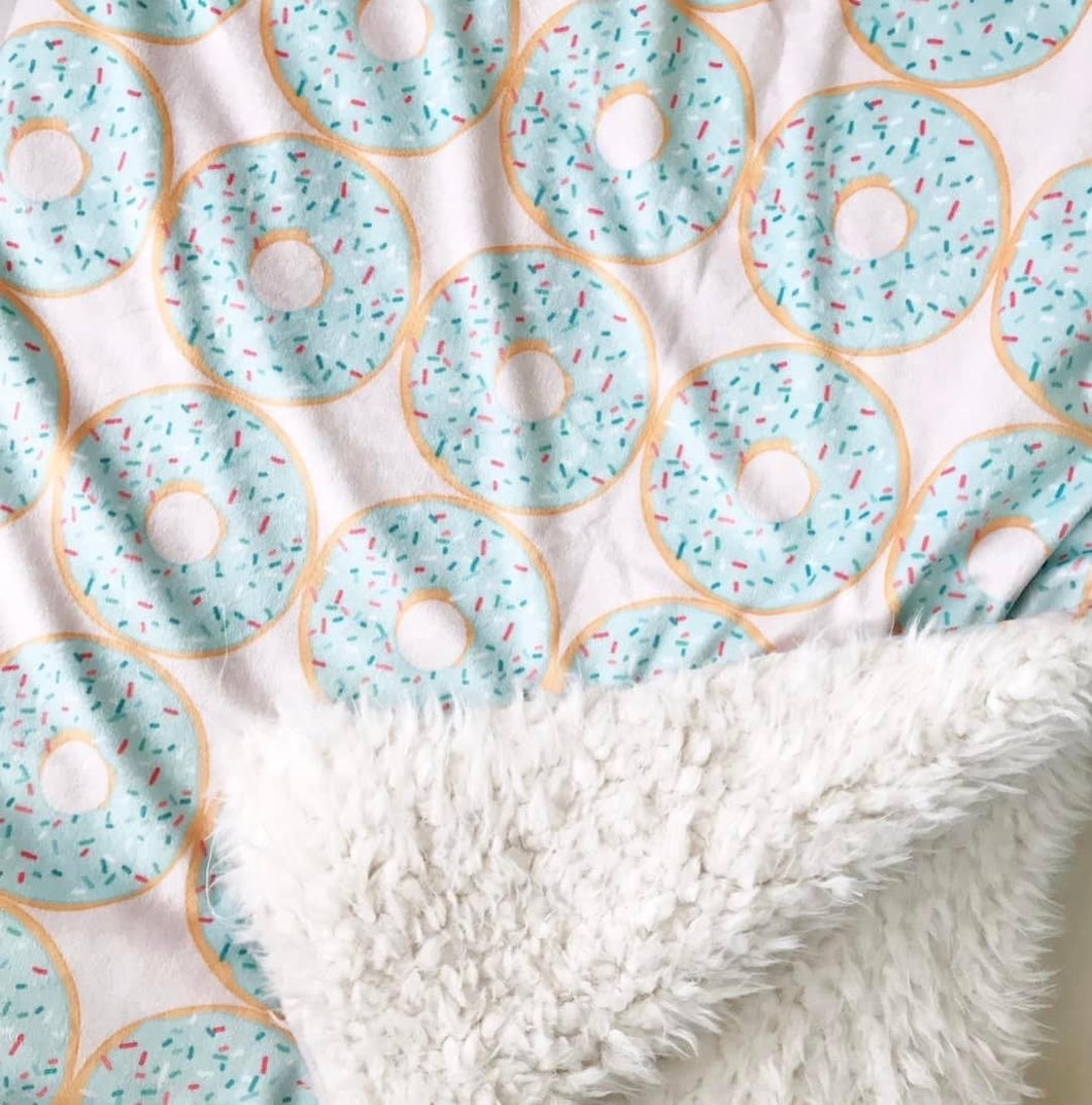 Donuts Blue Frosted Snuggle Blanket