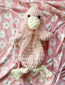Large blush crochet duck snuggler