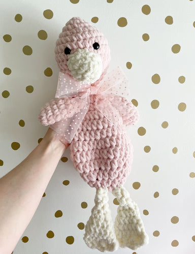 Large blush crochet duck snuggler