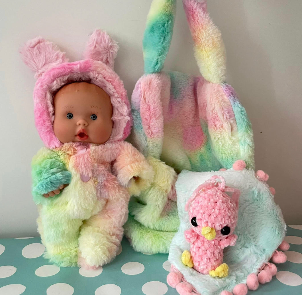 Rainbow fur bunny set