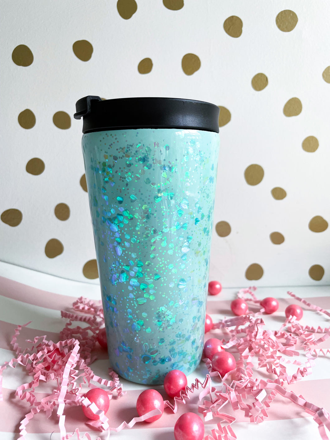 Blue glitter tumbler