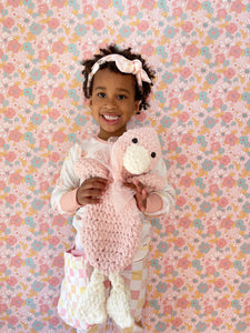 Large blush crochet duck snuggler