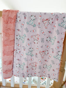 Snuggle Blanket: Pink and Blue cow print