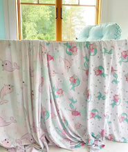 Load image into Gallery viewer, Mermaids and Narwals Snuggle Blanket