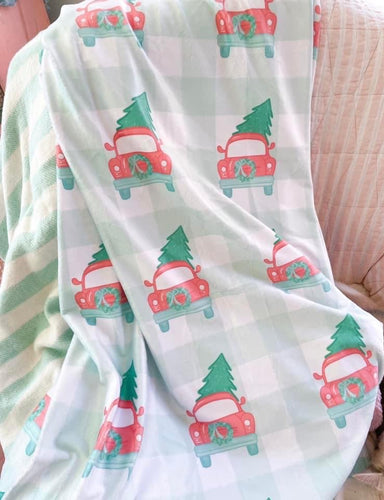 Christmas Car with tree in back Snuggle Blanket