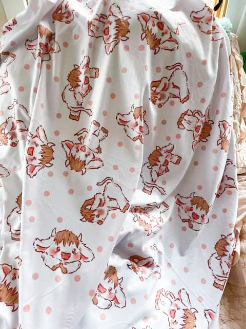 Kawaii cow with pink polka dots Snuggle Blanket