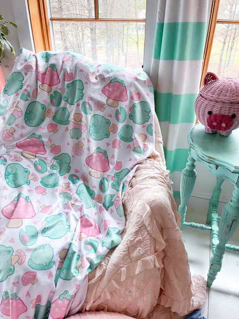 Frogs and Mushrooms Valentine Snuggle Blanket