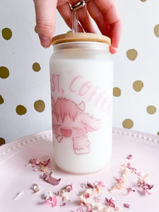 But First Coffee Cow Glass