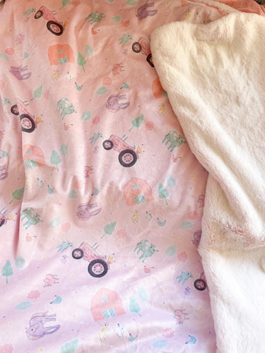 Tractor and Farm Animals Snuggle Blanket