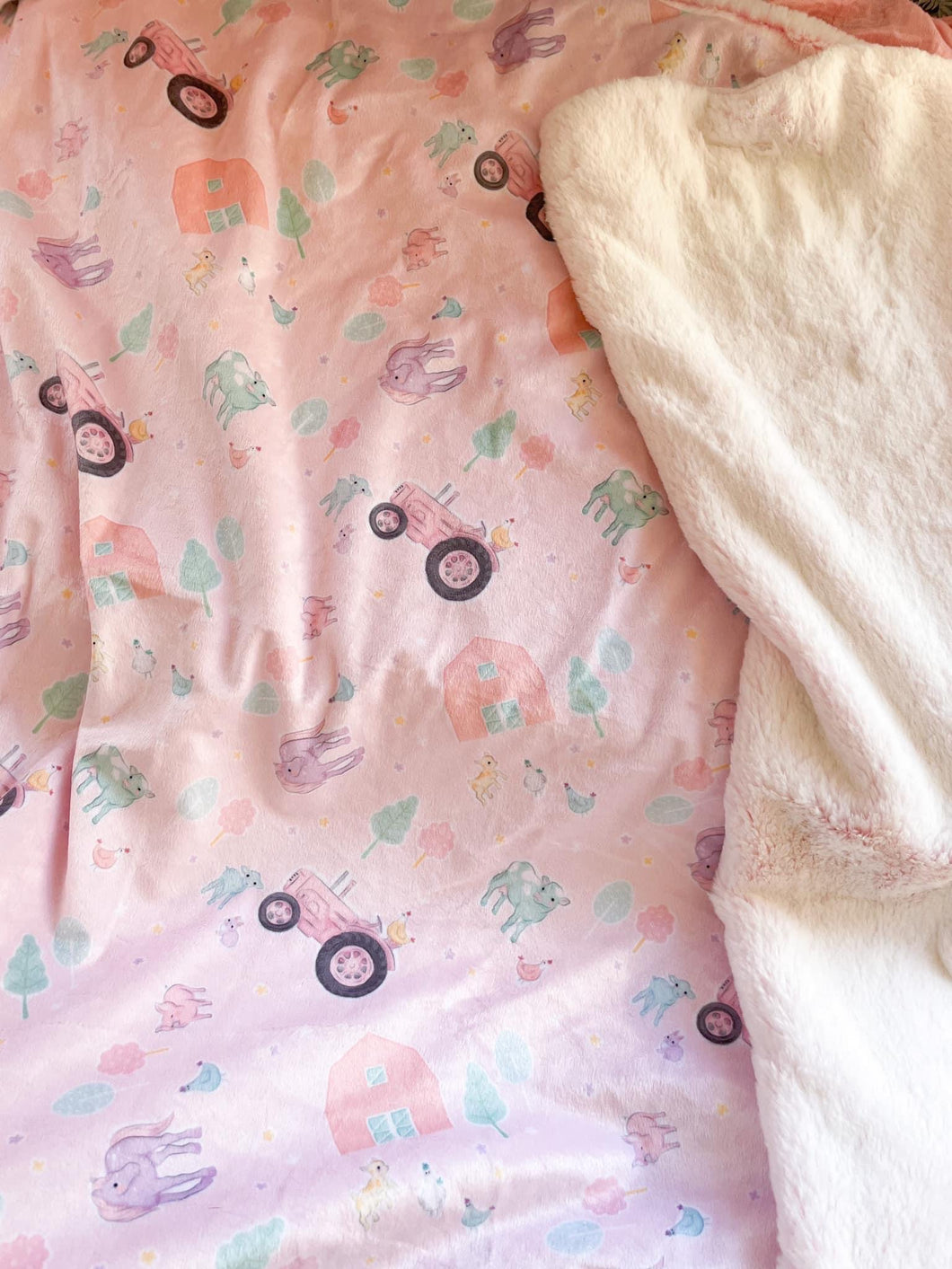 Tractor and Farm Animals Snuggle Blanket