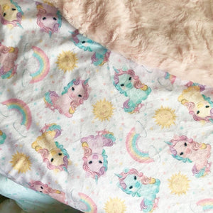 Unicorn Rainbow and Suns Snuggle Blanket