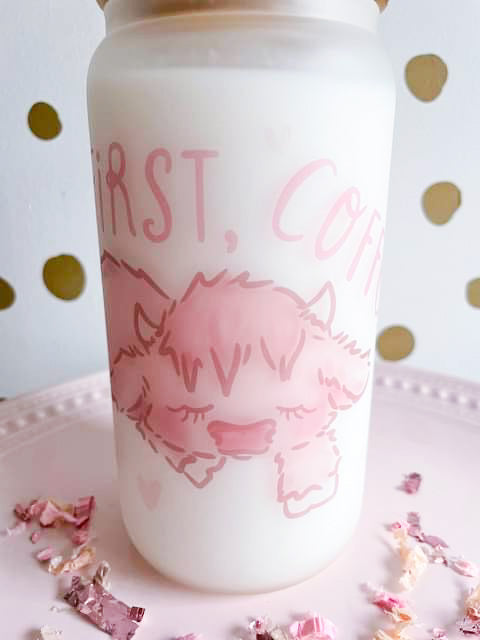 But First Coffee Cow Glass
